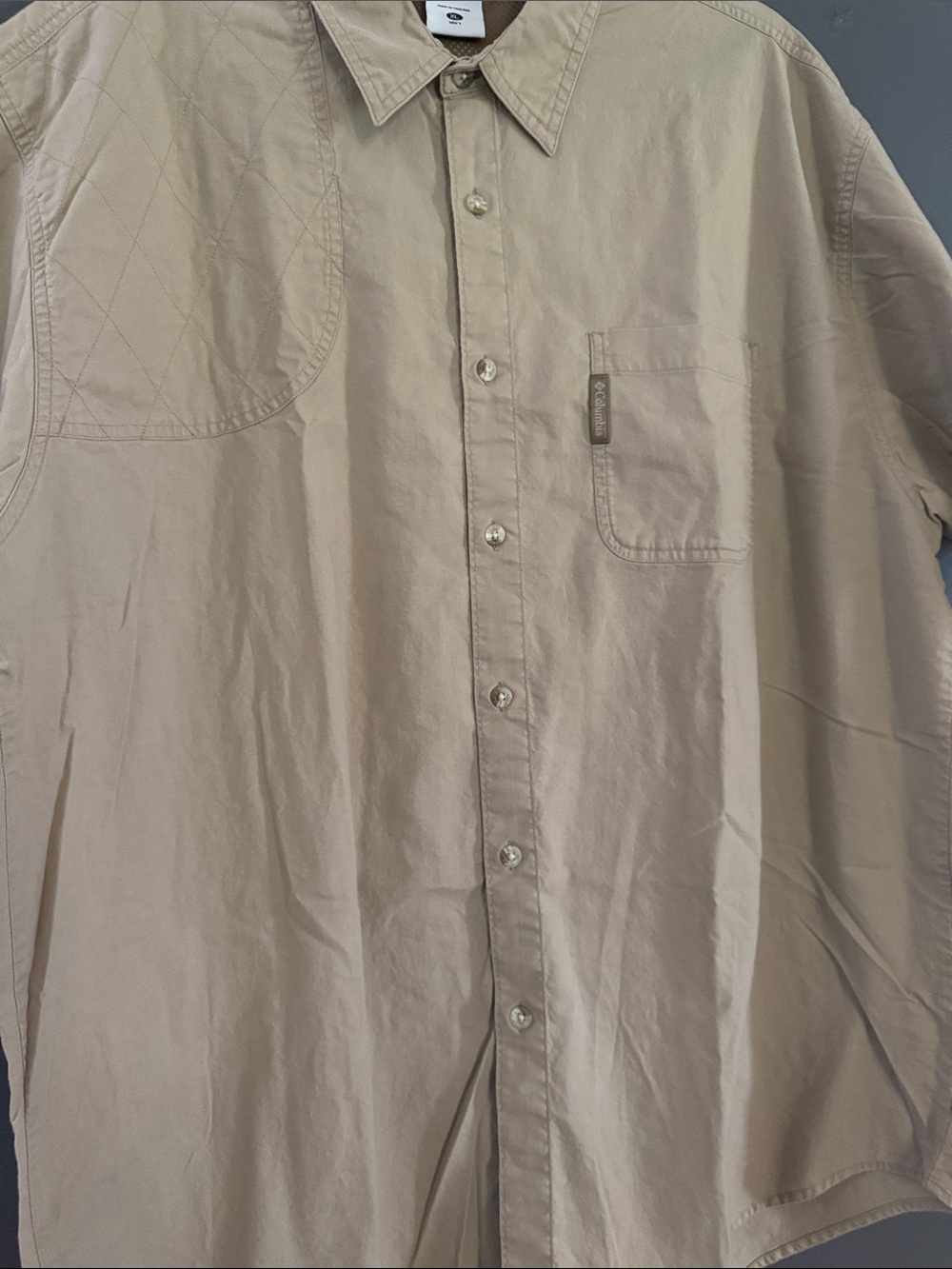 Columbia Men’s Outdoor/Fishing Button-Down Vented Shirt in Beige Cotton Sz XL - Picture 5 of 11